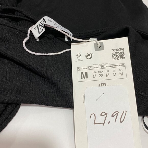 Zara NWT Asymmetrical Black Bodysuit With Spaghetti Straps  womens Size M - Picture 5 of 5